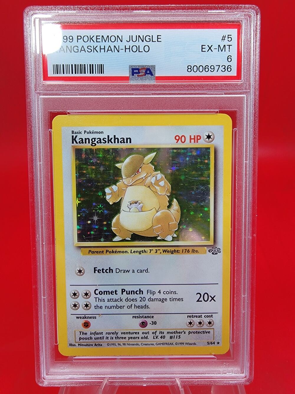 Pokémon TCG PSA 6 1999 Jungle Kangaskhan Holo Rare Unlimited 5/64 English